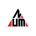 NUM triangle letter logo design with triangle shape. NUM triangle logo design monogram. NUM triangle vector logo template with red