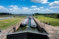 Numansdorp, South Holland, The Netherlands - High angle view over a large sluice at the Hollandsch Diep river Royalty Free Stock Photo