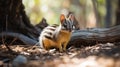 Numbat, Myrmecobius fasciatus, perched on log. generative ai