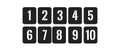 Countdown clock counter timer. Vector icon on white background. Collection of mechanical flip countdown numbers. Timer, scoreboard Royalty Free Stock Photo