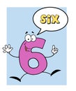 Number 6 six guy with speech bubble Royalty Free Stock Photo