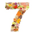 Number 7 made of food