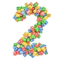 Number 2, from ABC Alphabet Wooden Blocks. 3D rendering Royalty Free Stock Photo