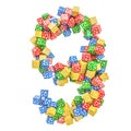 Number 9, from ABC Alphabet Wooden Blocks. 3D rendering Royalty Free Stock Photo