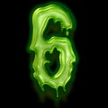 number 6 of abstract alphabet with horror slime effect