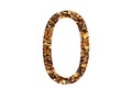 number 0 of the alphabet made with brown wood chips Royalty Free Stock Photo