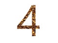 number 4 of the alphabet made with brown wood chips Royalty Free Stock Photo