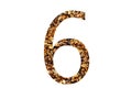 number 6 of the alphabet made with brown wood chips Royalty Free Stock Photo