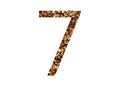 number 7 of the alphabet made with brown wood chips Royalty Free Stock Photo