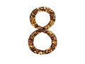 number 8 of the alphabet made with brown wood chips Royalty Free Stock Photo