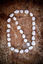 '0' number alphabet made form white stone