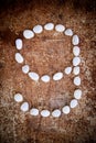 '9' number alphabet made form white stone