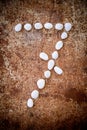 '7' number alphabet made form white stone