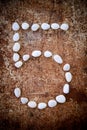 '5' number alphabet made form white stone