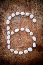 '6' number alphabet made form white stone