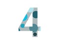 number 4 of the alphabet made with several blue dots and a gray background
