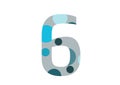 number 6 of the alphabet made with several blue dots and a gray background