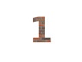 Number 1 of the alphabet made with wall of bricks Royalty Free Stock Photo