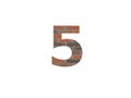 Number 5 of the alphabet made with wall of bricks Royalty Free Stock Photo