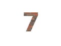 Number 7 of the alphabet made with wall of bricks Royalty Free Stock Photo