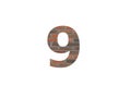 Number 9 of the alphabet made with wall of bricks Royalty Free Stock Photo