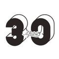 Number 30 for anniversary celebration card icon Royalty Free Stock Photo