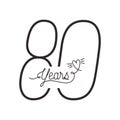 Number 80 for anniversary celebration card icon Royalty Free Stock Photo