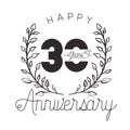 Number 30 for anniversary celebration card icon Royalty Free Stock Photo