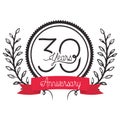 Number 30 for anniversary celebration card icon Royalty Free Stock Photo