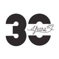 Number 30 for anniversary celebration card icon Royalty Free Stock Photo