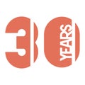 Number 30 for anniversary celebration card icon Royalty Free Stock Photo