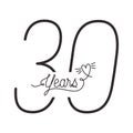 Number 30 for anniversary celebration card icon Royalty Free Stock Photo