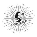 Number 5 on the background of fireworks. Congratulations on the 5 years anniversary. Editable vector illustration