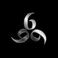 666- the number of the beast or angel symbol or devils number in silver Royalty Free Stock Photo