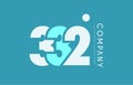 number 332 blue white cyan logo icon design