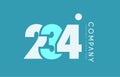 number 234 blue white cyan logo icon design Royalty Free Stock Photo