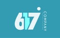 number 617 blue white cyan logo icon design Royalty Free Stock Photo