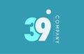 number 39 blue white cyan logo icon design