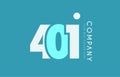 number 401 blue white cyan logo icon design