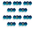 Number in Bookmark Label Shadow Flat Icons Label 3D