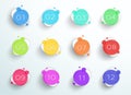 Number Bullet Point Abstract Colorful Circles 1 to 12 Vector