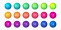 Number bullet point flat color gradient web button vector circle icons