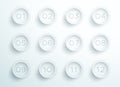 Number Bullet Point White 3d Rings 1 to 12 Vector