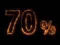 70% number Burning wire, Lightning effect Royalty Free Stock Photo
