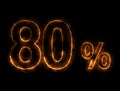 80% number Burning wire, Lightning effect Royalty Free Stock Photo