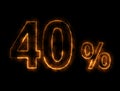 40% number Burning wire, Lightning effect Royalty Free Stock Photo