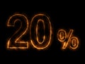 20% number Burning wire, Lightning effect Royalty Free Stock Photo