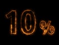 10% number Burning wire, Lightning effect Royalty Free Stock Photo