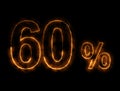 60% number Burning wire, Lightning effect Royalty Free Stock Photo