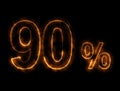 90% number Burning wire, Lightning effect Royalty Free Stock Photo